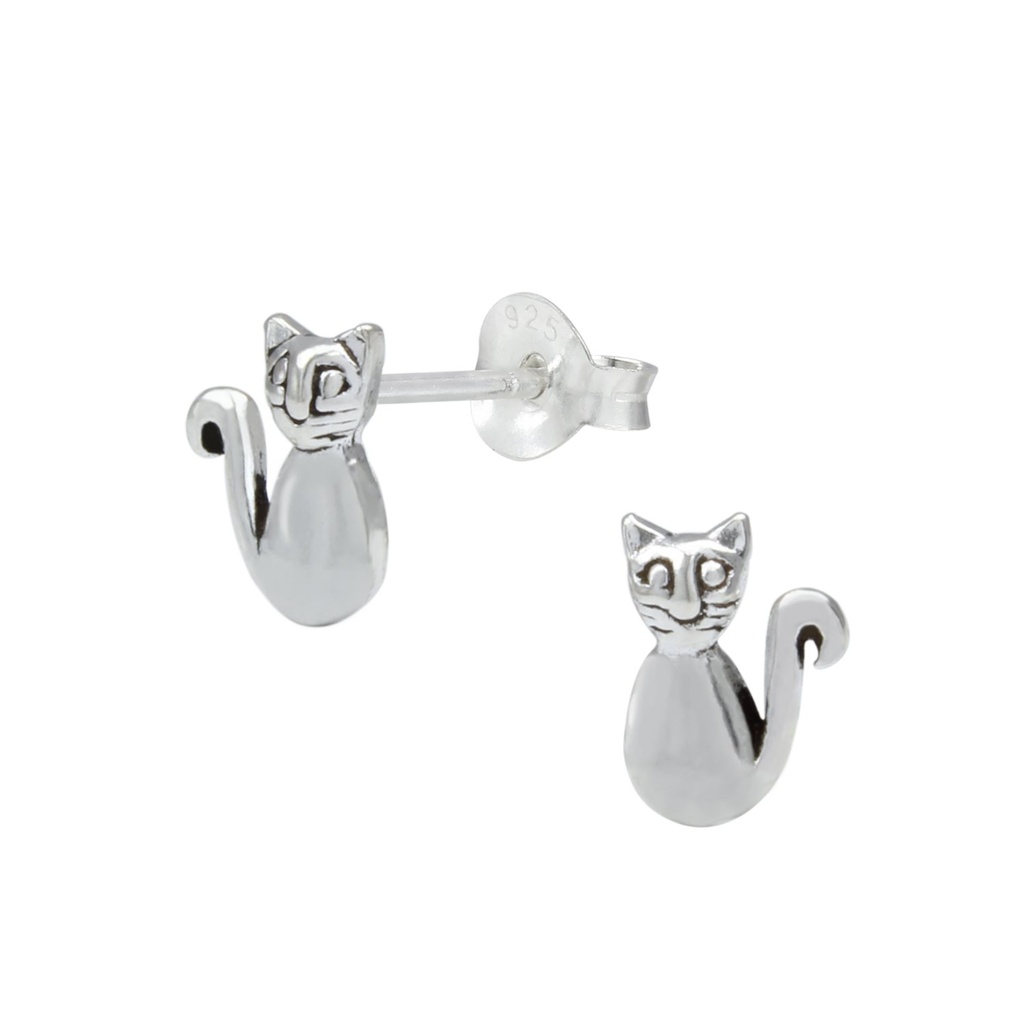 Puces d'oreilles chat en argent
