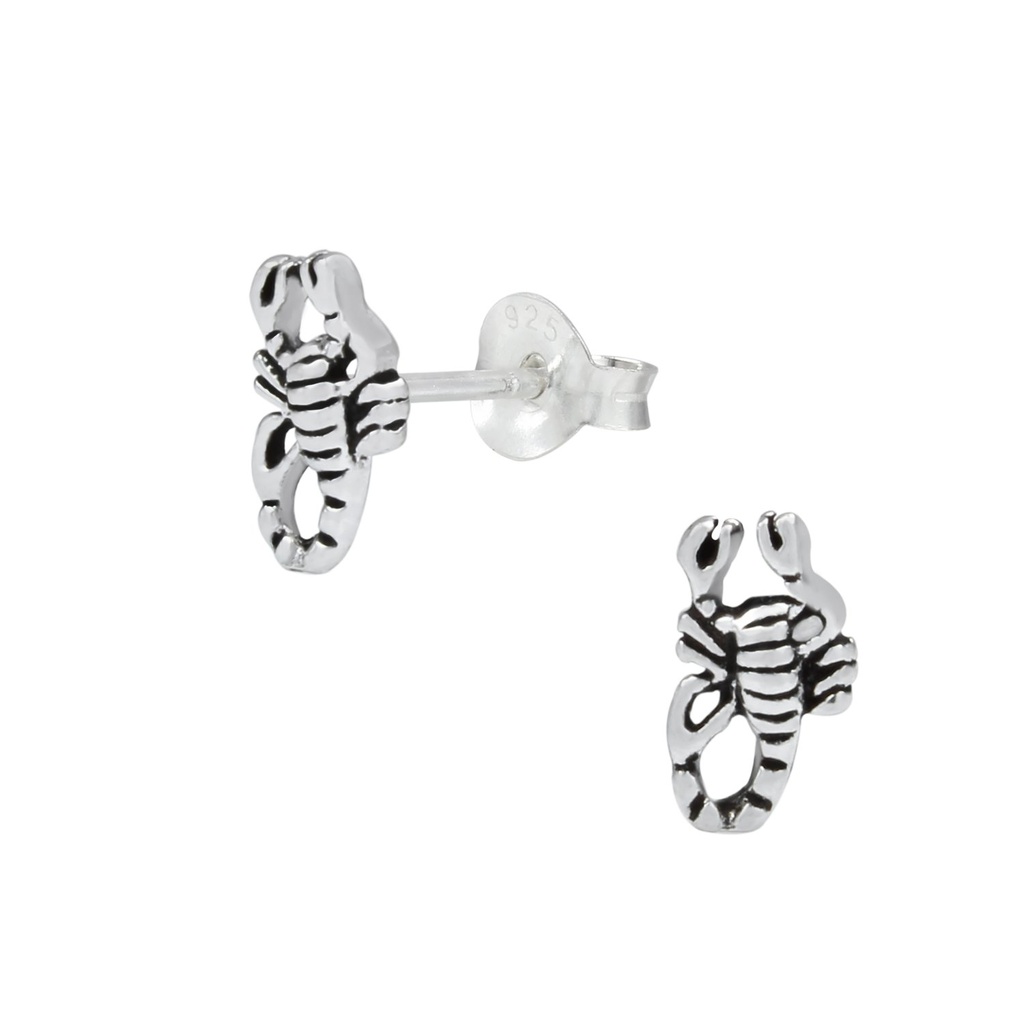 [10000045] Silver Scorpion Stud Earrings