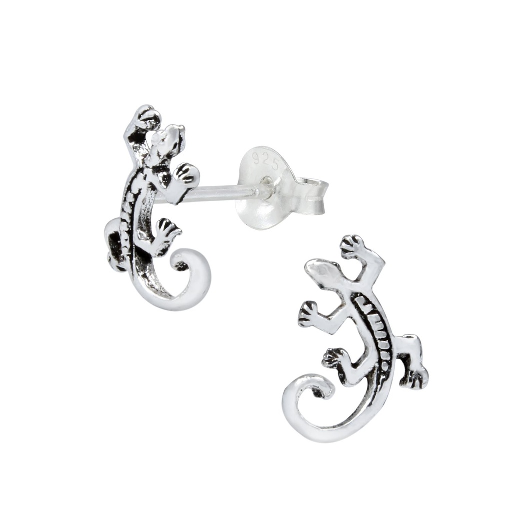 [10000044] Silver Lizard Stud Earrings