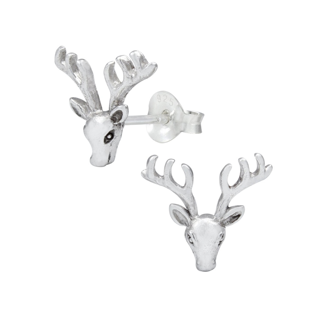 Silver Deer Stud Earrings