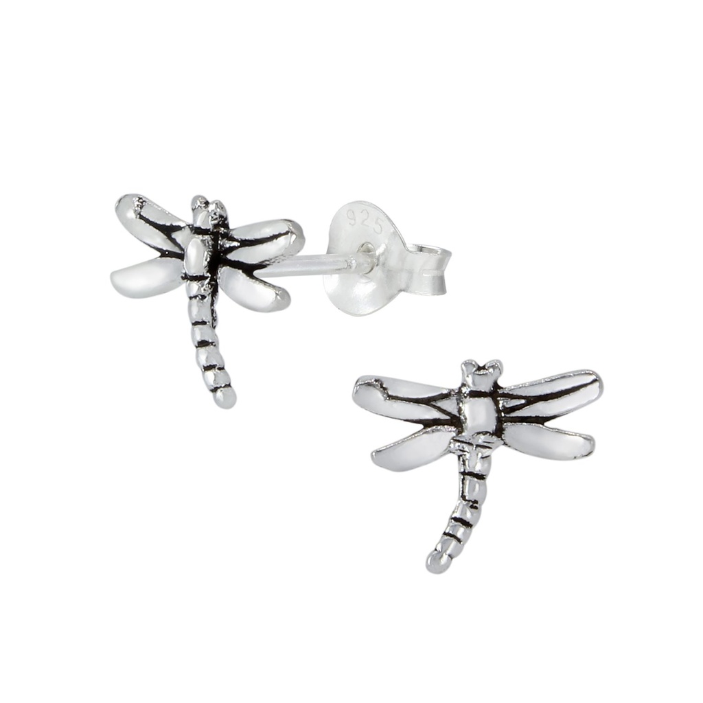 Puces d'oreilles libellule en argent