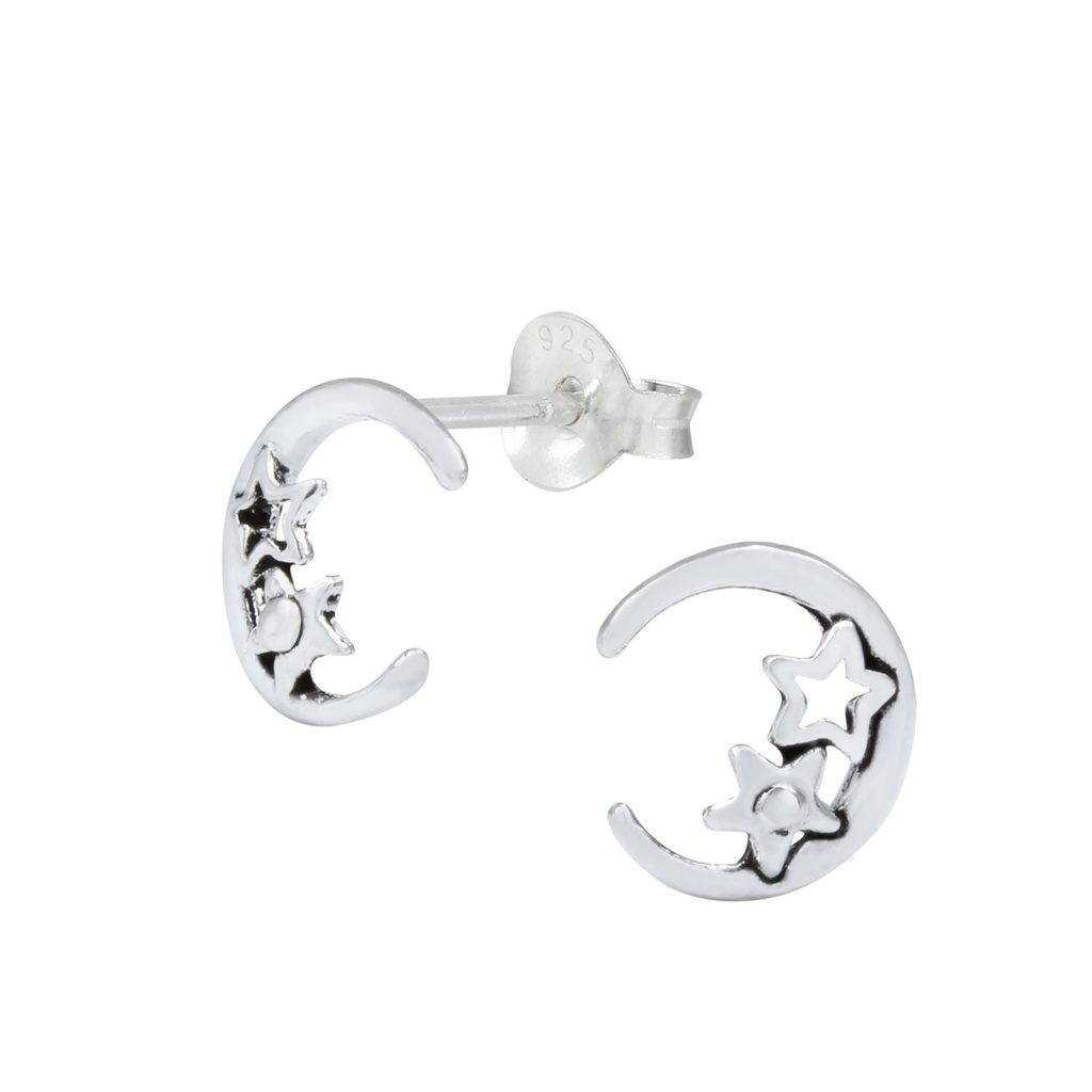 Puces d'oreilles lune en argent