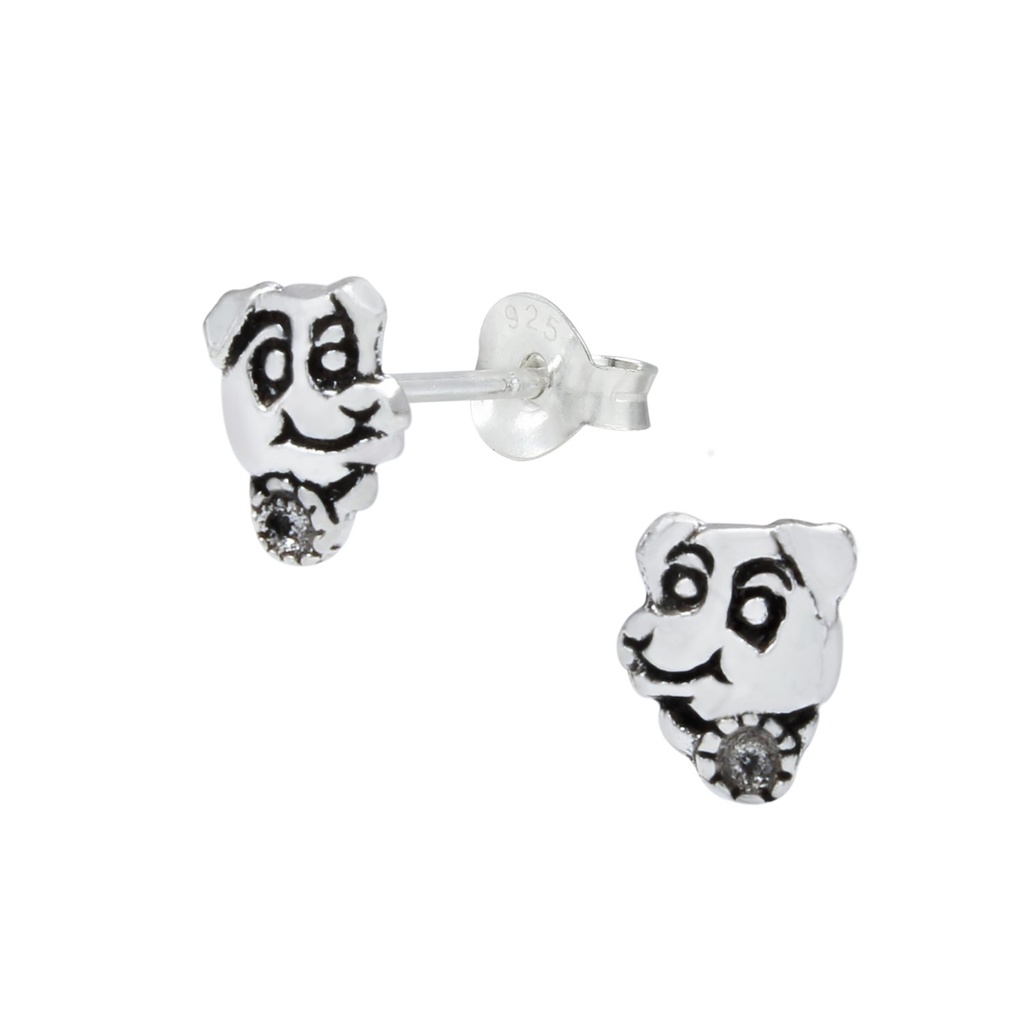Puces d'oreilles chien en argent