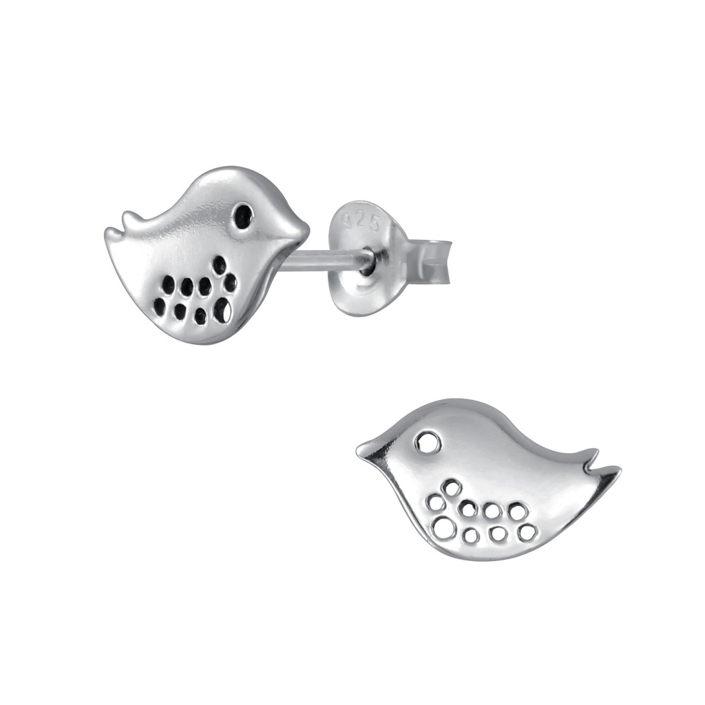 Silver Bird Stud Earrings