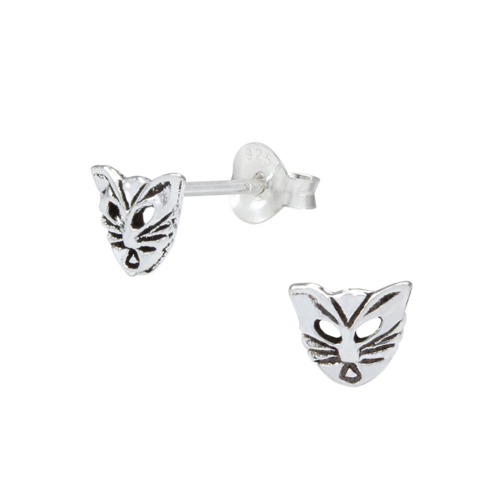 [10000036] Puces d'oreilles masque en argent