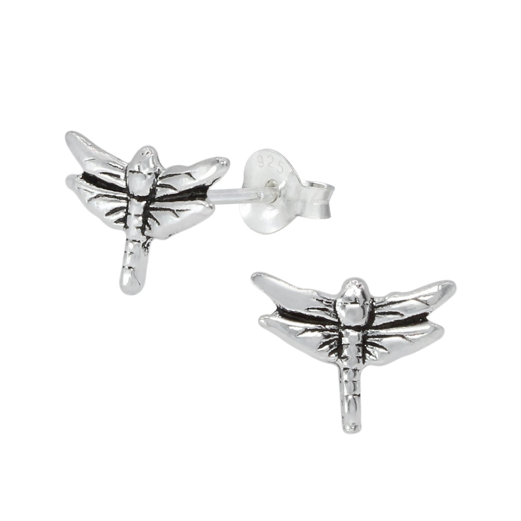 Puces d'oreilles libellule en argent