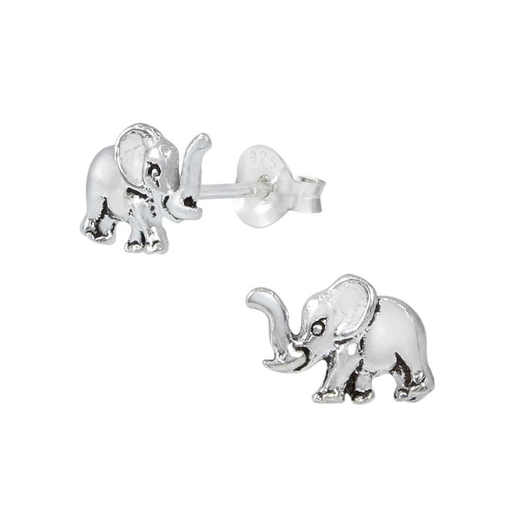 Silver Elephant Stud Earrings