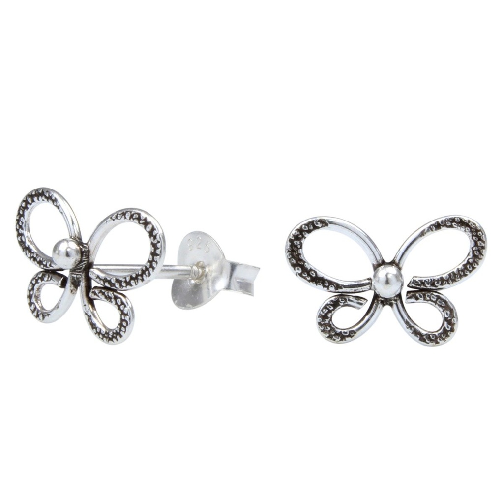 [10000026] Silver Butterfly Stud Earrings