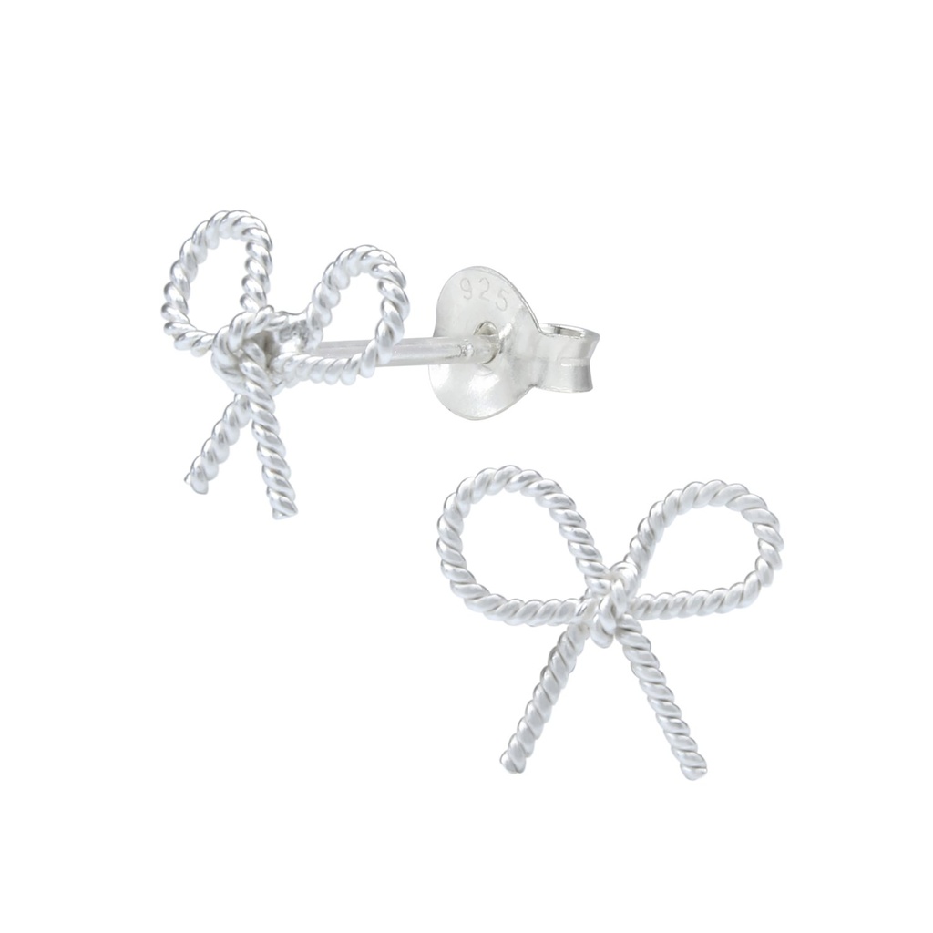 Puces d'oreilles nœud papillon en argent