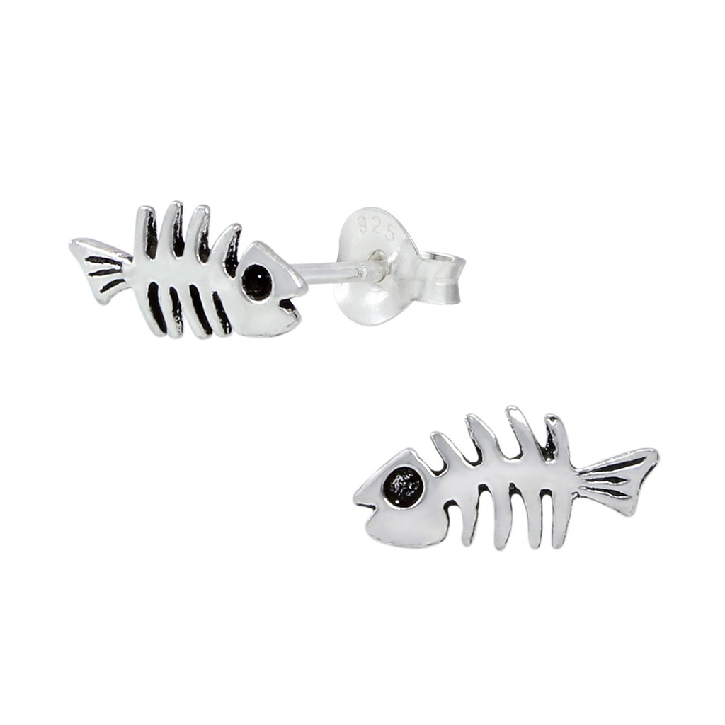 Puces d'oreilles arête de poisson en argent