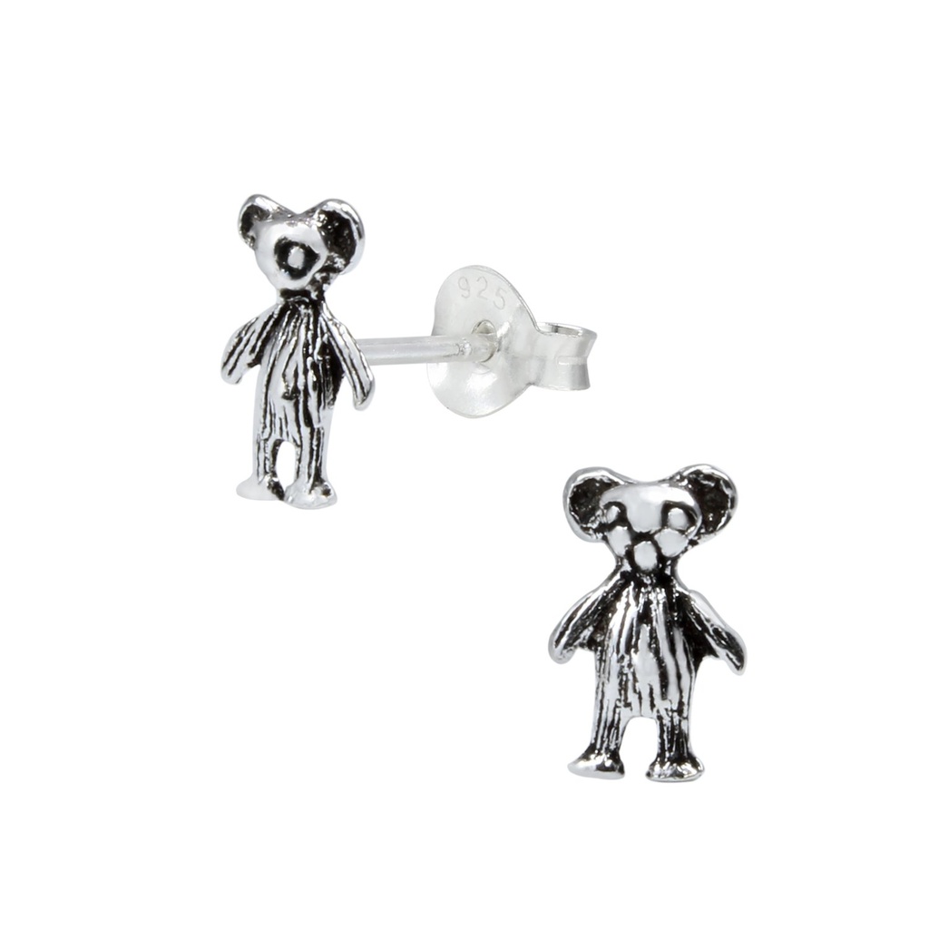 Silver Bear Stud Earrings