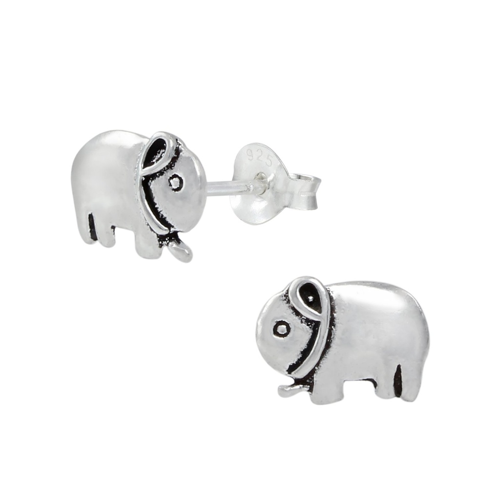 Puces d'oreilles éléphant en argent