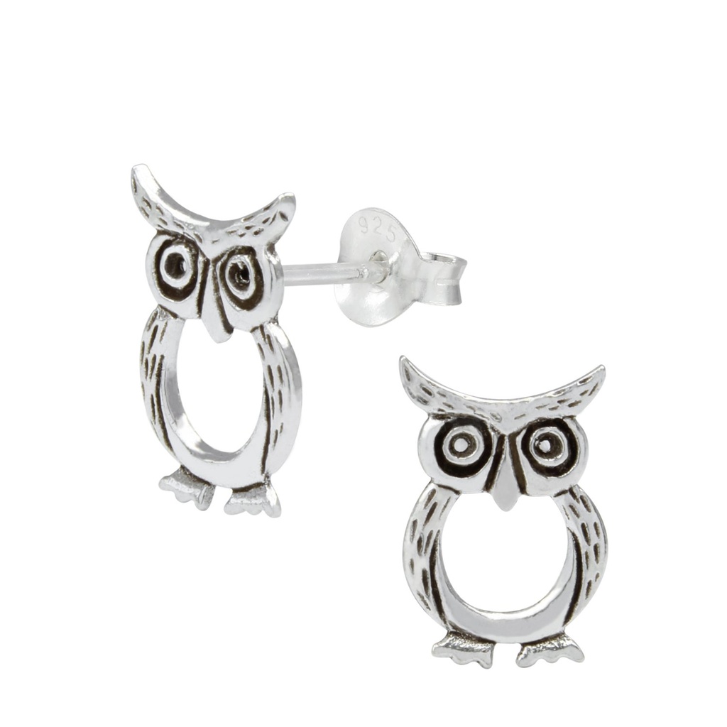 Puces d'oreilles hibou en argent