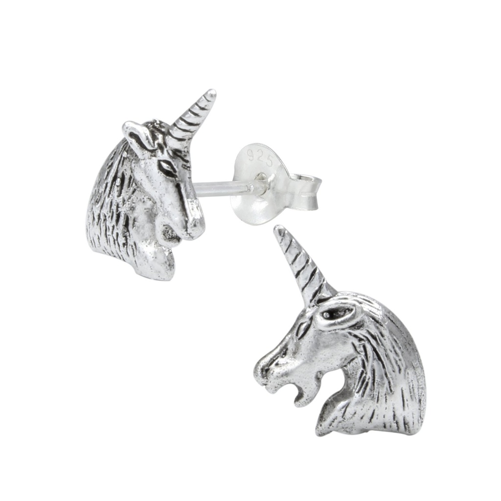 Silver Unicorn Stud Earrings