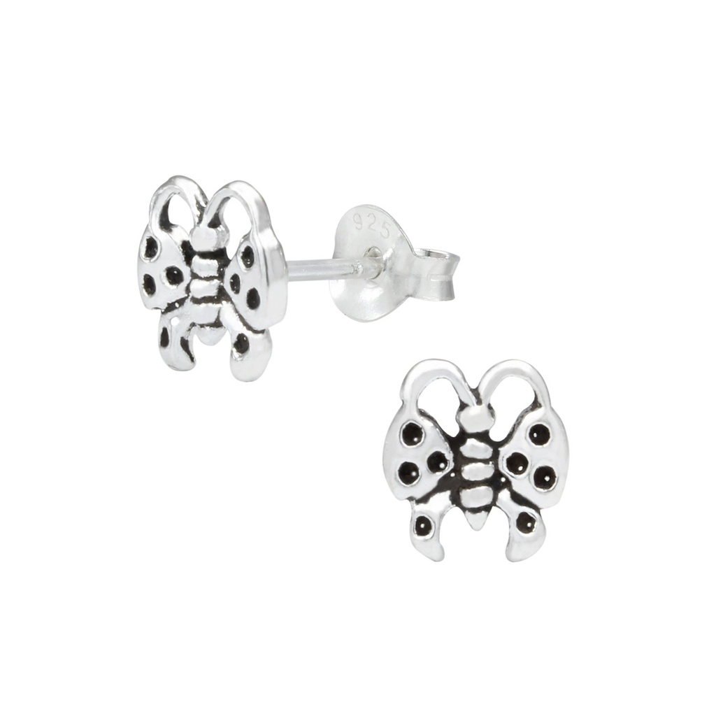 Puces d'oreilles papillon en argent