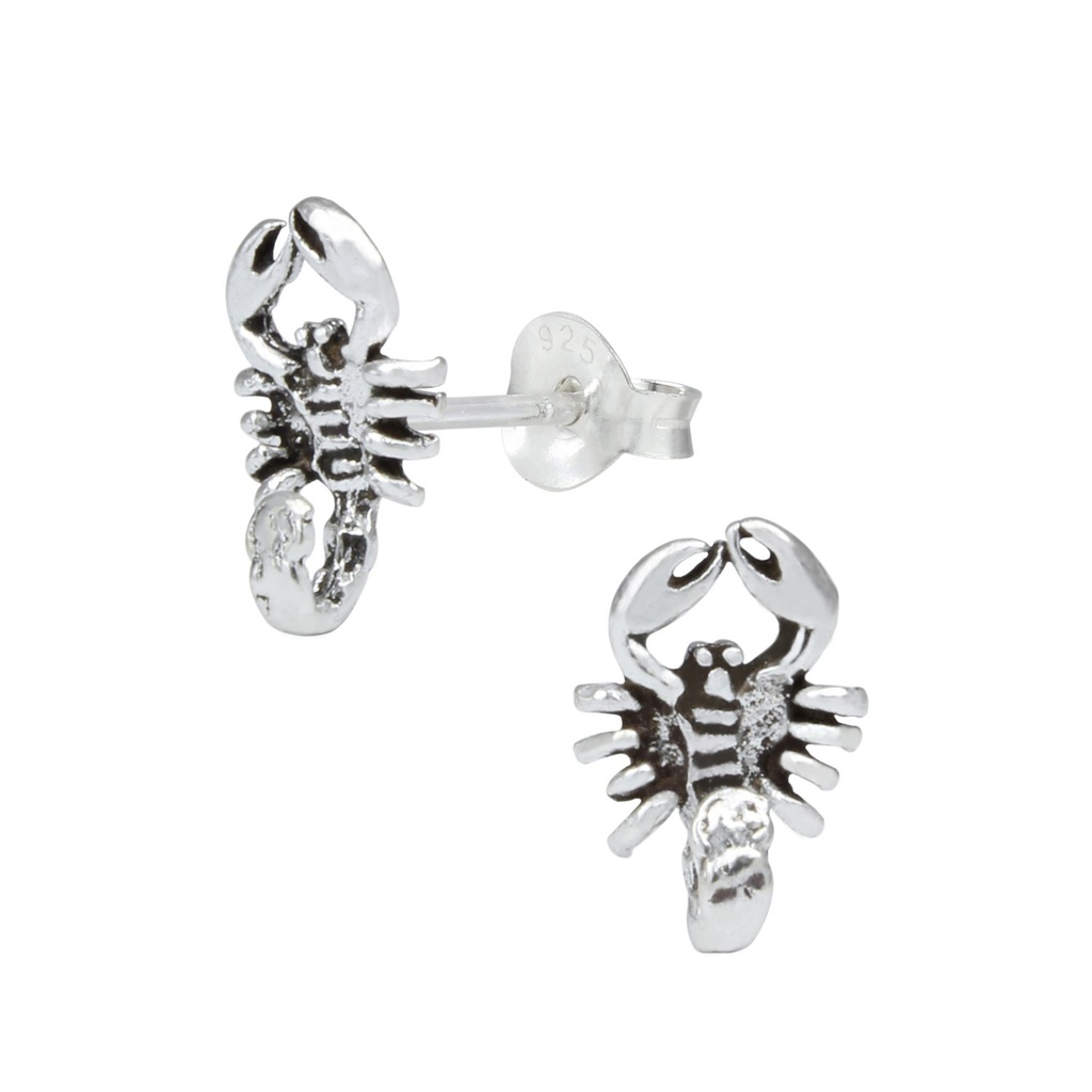 Silver Scorpion Stud Earrings