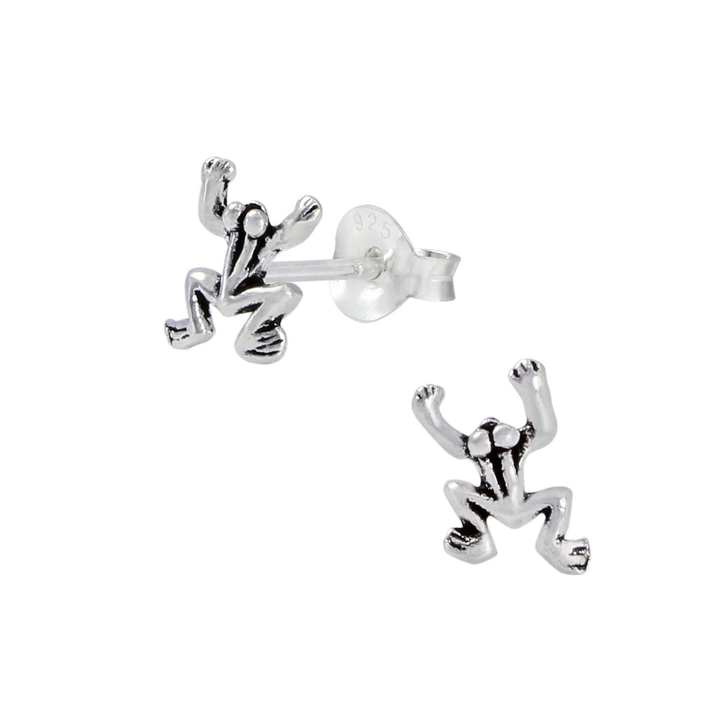 Puces d'oreilles grenouille en argent