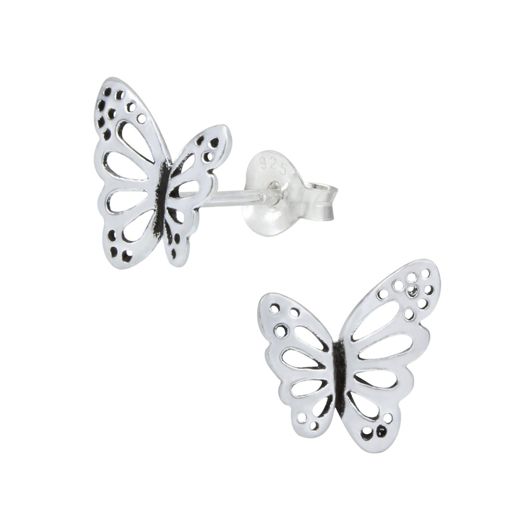 Puces d'oreilles papillon en argent