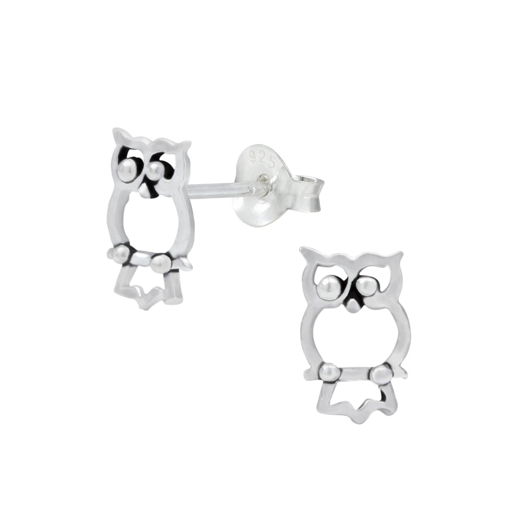 [10000003] Silver Owl Stud Earrings