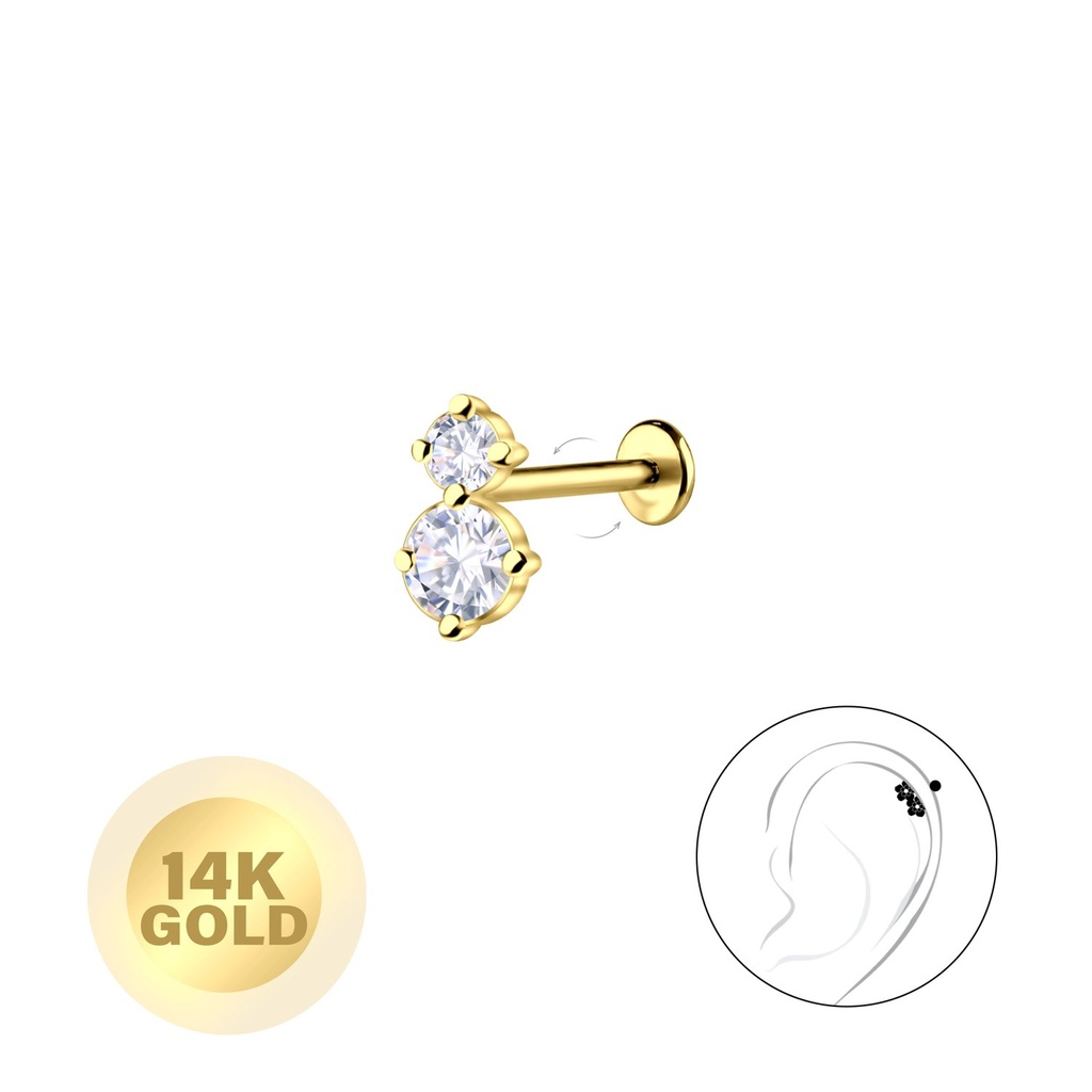 [10037808] 14K Solid Gold - Geometric Labret with 3mm Disc