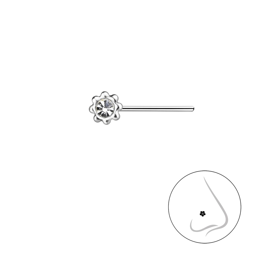 Clou de nez fleur en argent