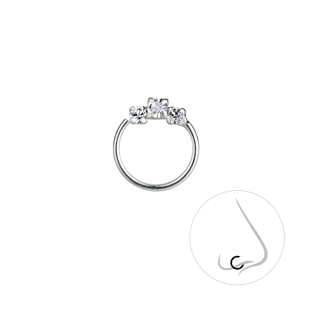 [10039673] Silver Crystal Nose Ring