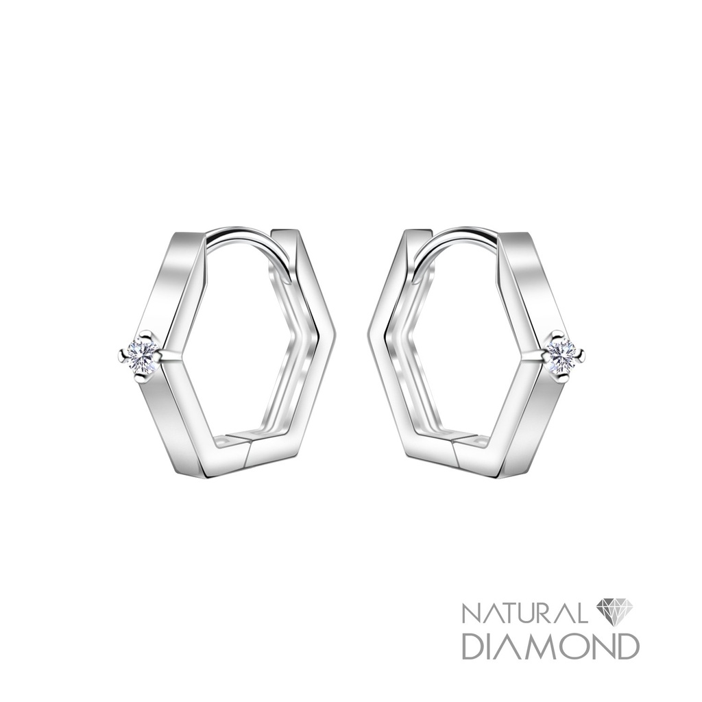 [10034448] Créoles huggie géométriques en argent 11 mm avec diamant