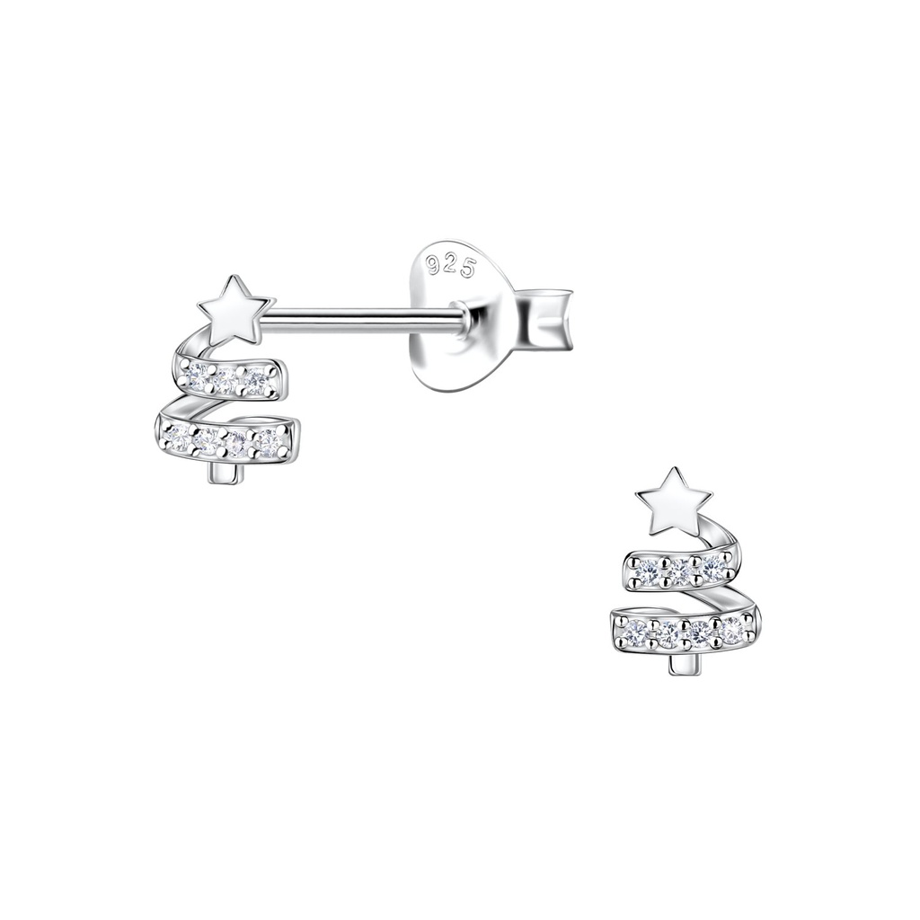 [10033744] Silver Christmas Tree Stud Earrings