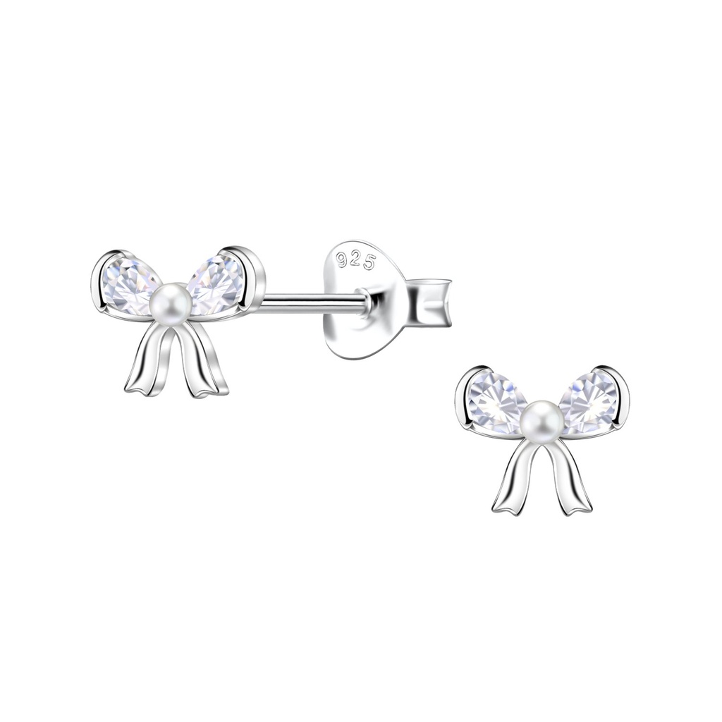 [10037433] Puces d'oreilles nœud en argent