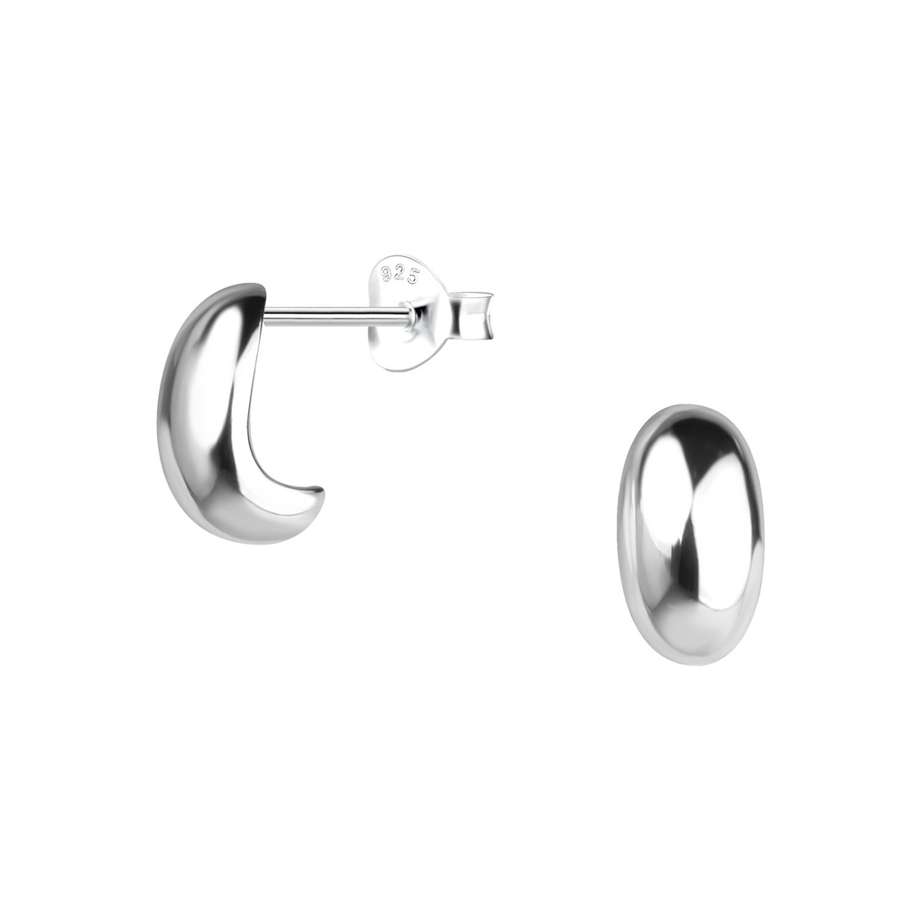 [10038135] Silver Half Hoop Stud Earrings