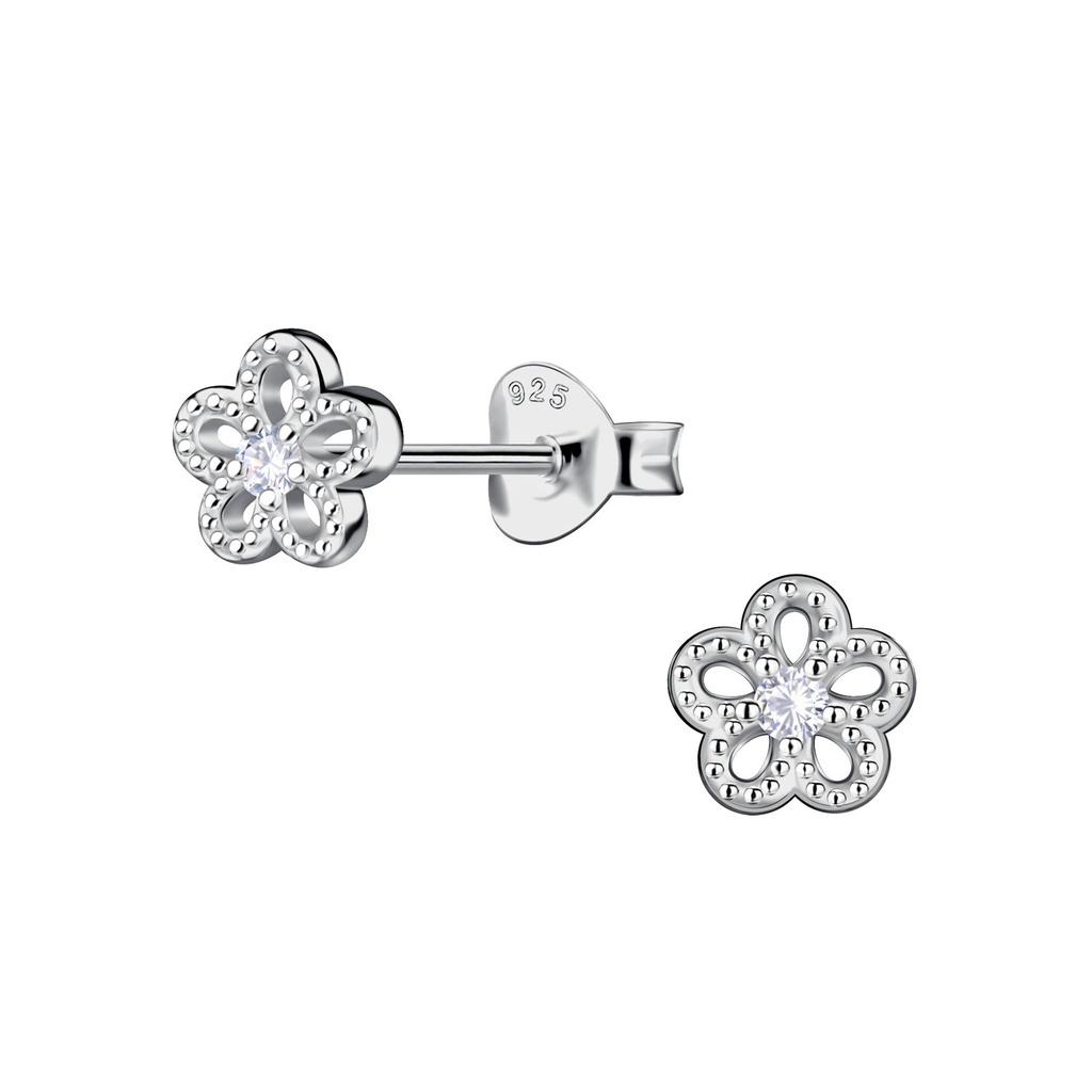 [10036874] Silver Flower Stud Earrings