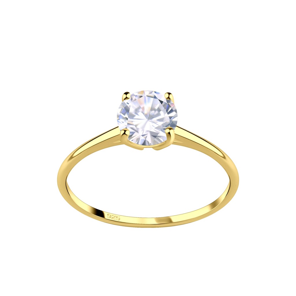 [10039655] Bague en argent zircon rond 6 mm (EU 52 / US 6)