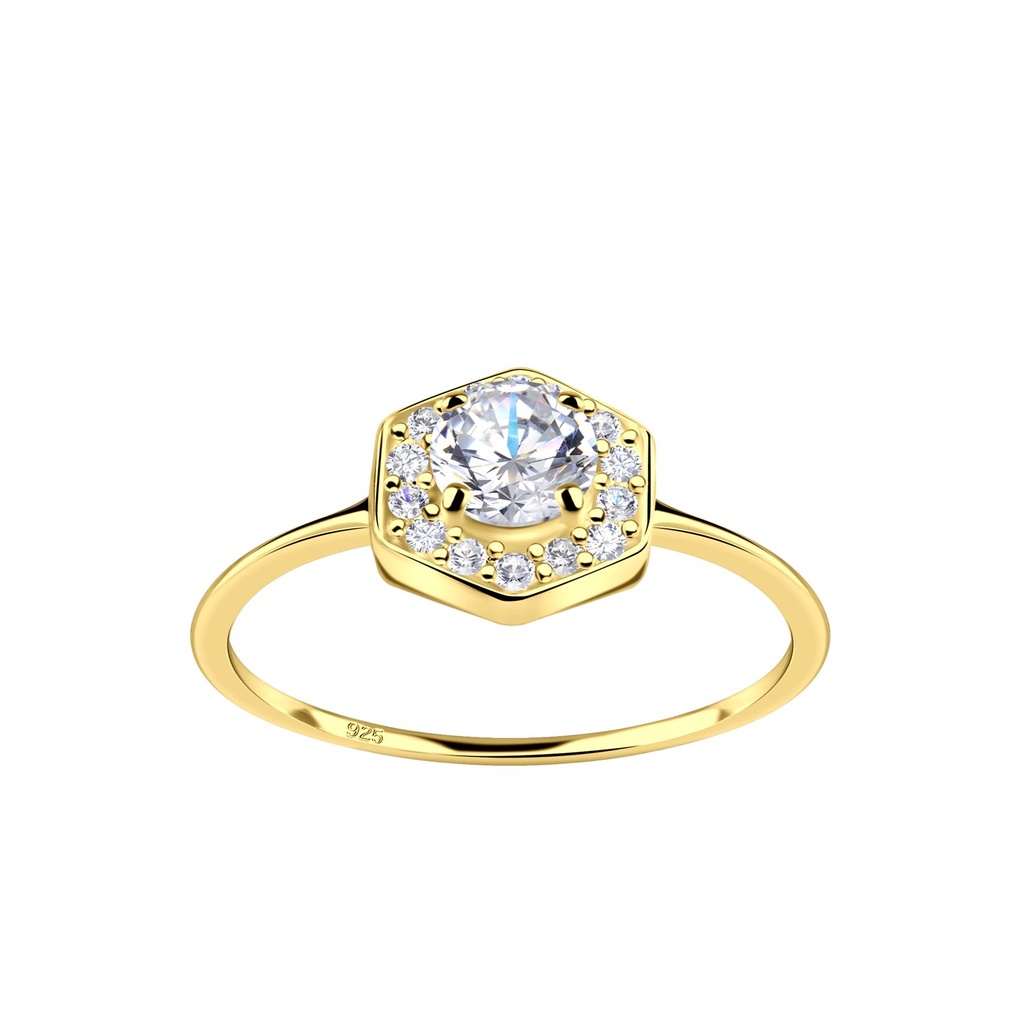 [10039648] Bague hexagone en argent (EU 49 / US 5)