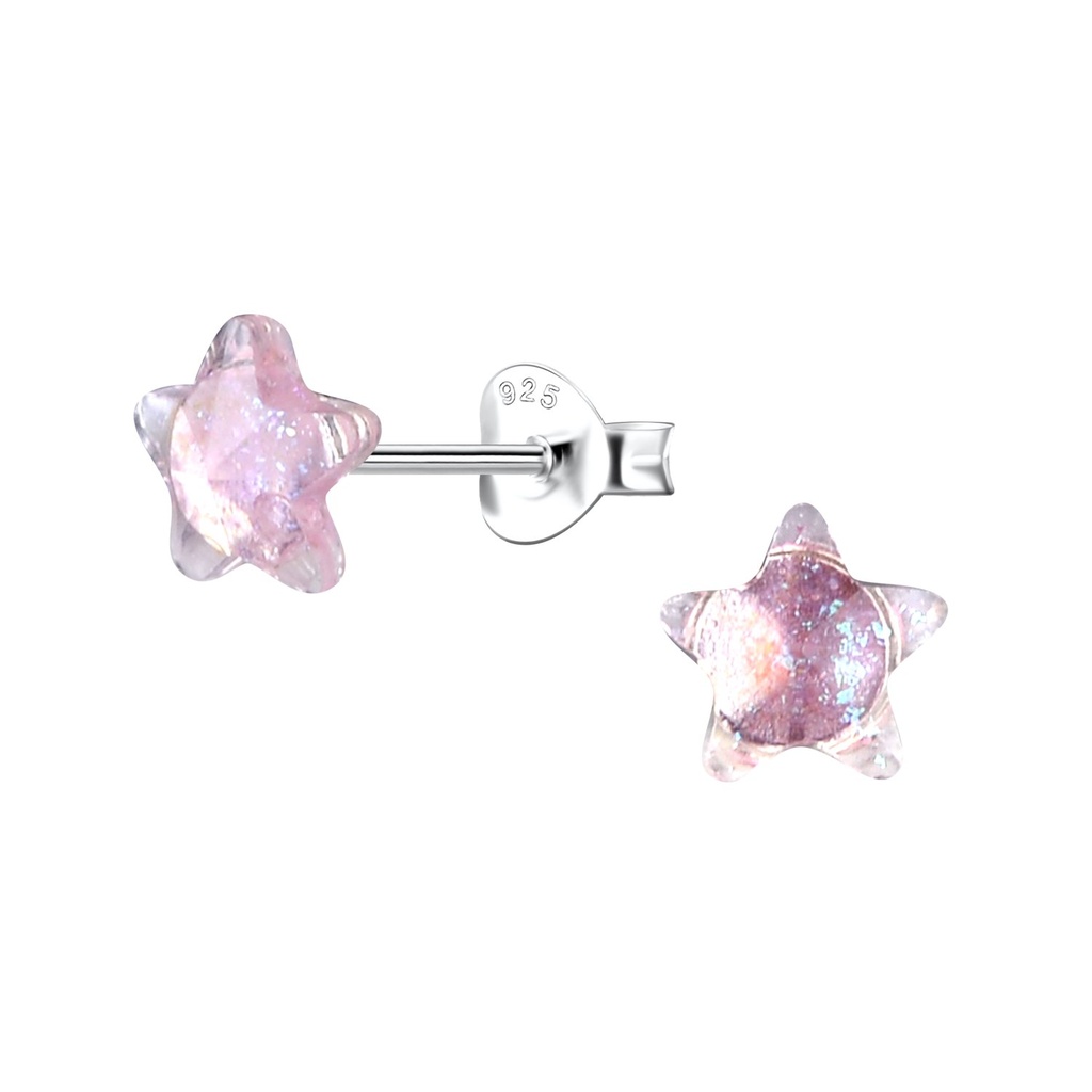 [10037309] Silver Stud Earrings with Resin Star