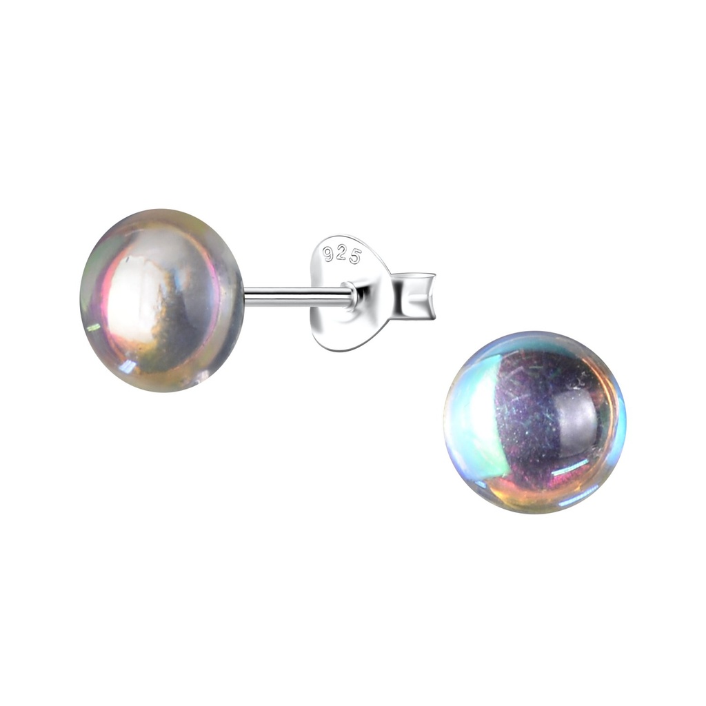 [10037305] Puces d'oreilles en argent avec résine ronde