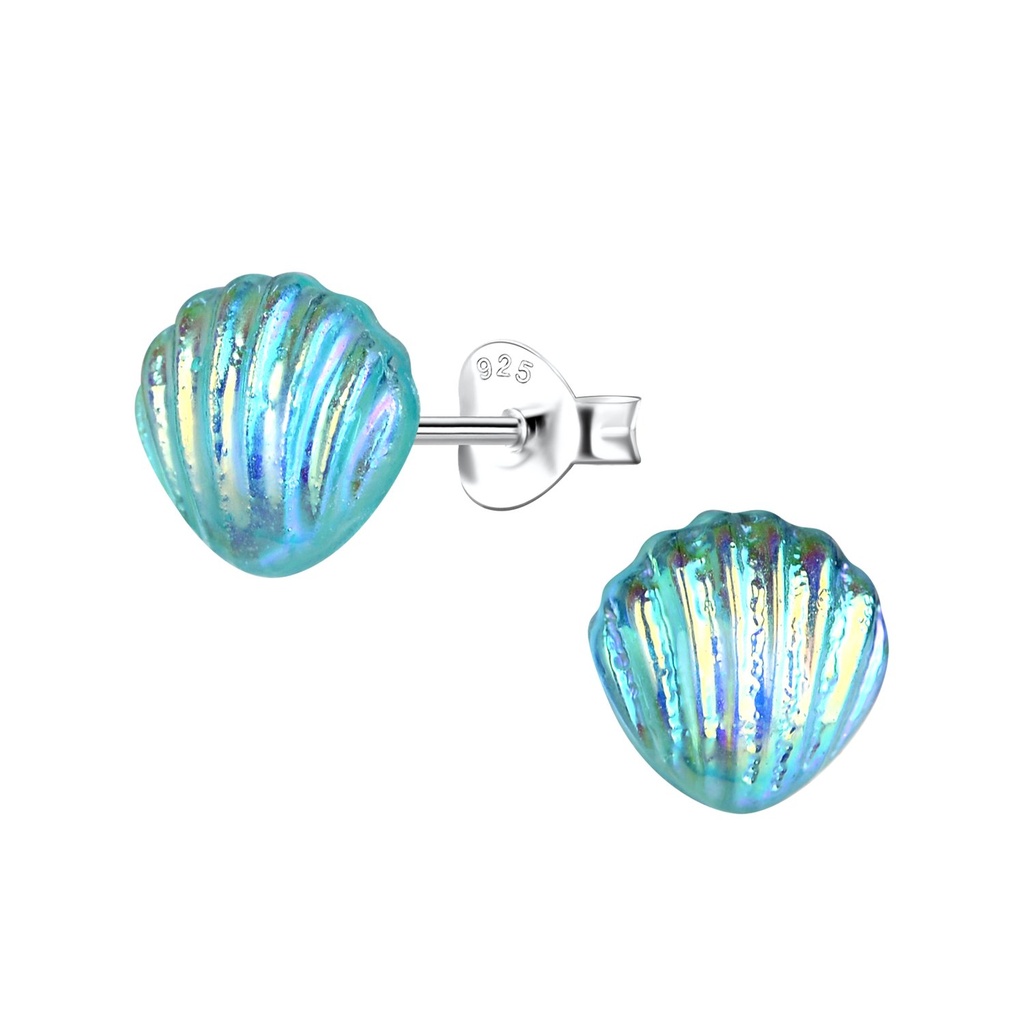 [10033591] Puces d'oreilles en argent avec coquillage en résine