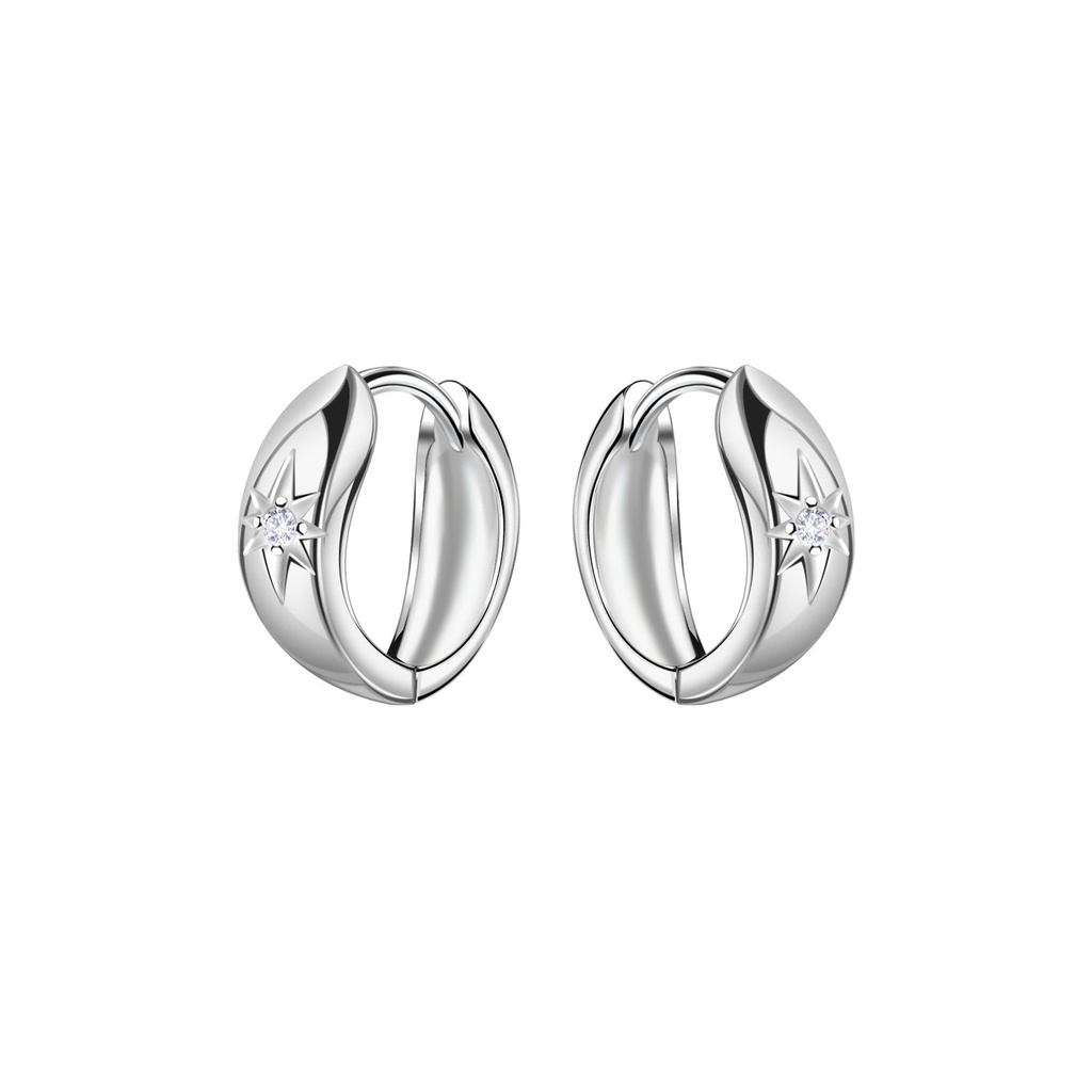 [10036580] 12mm Silver Geometric Huggie Earrings
