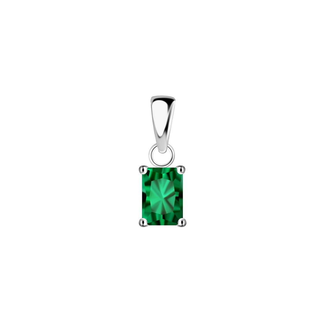 [10035851] 4x6mm Baguette Cubic Zirconia Silver Pendant (Nano Green)