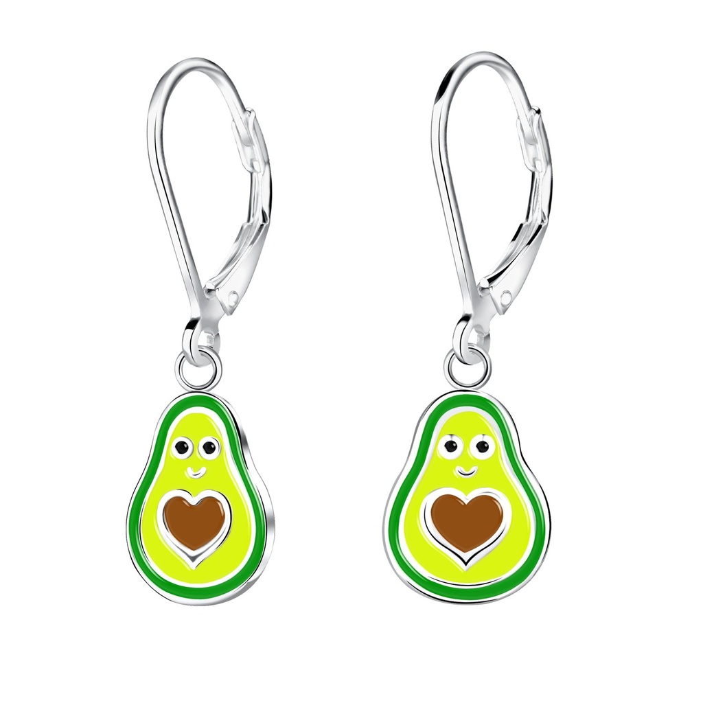 Silver Avocado Lever Back Earrings