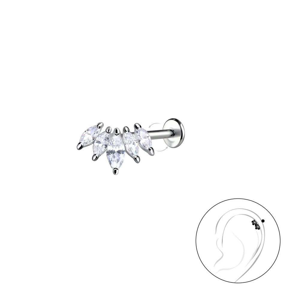 [10034600] Silver Geometric with Titanium Labret (1.2X6 mm)