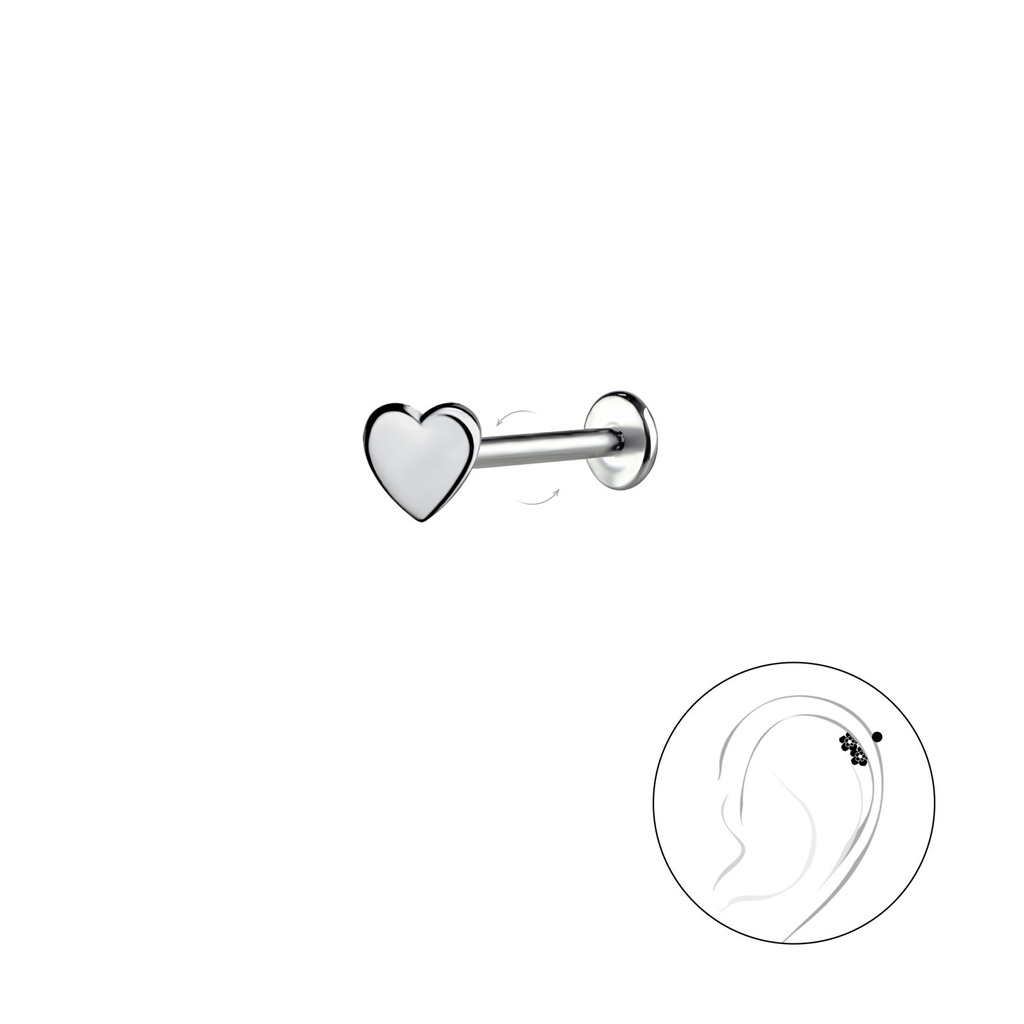 Labret en titane avec cœur en argent