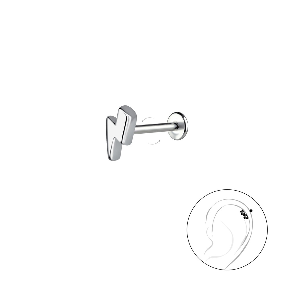 [10034592] Silver Thunder Bolt with Titanium Labret (1.2X6 mm)