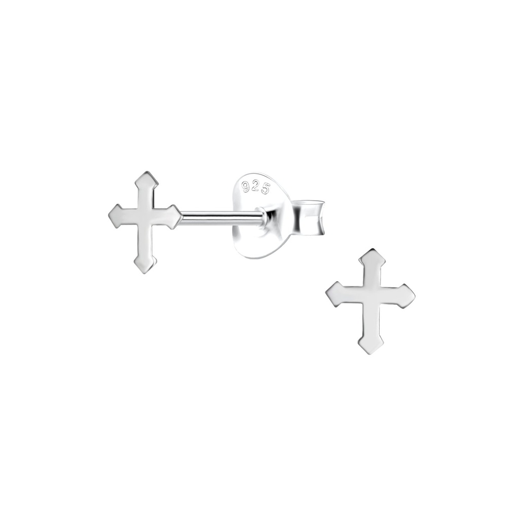 Puces d'oreilles croix en argent