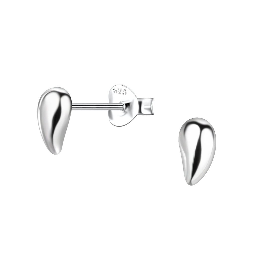 [10037110] Silver Teardrop Stud Earrings