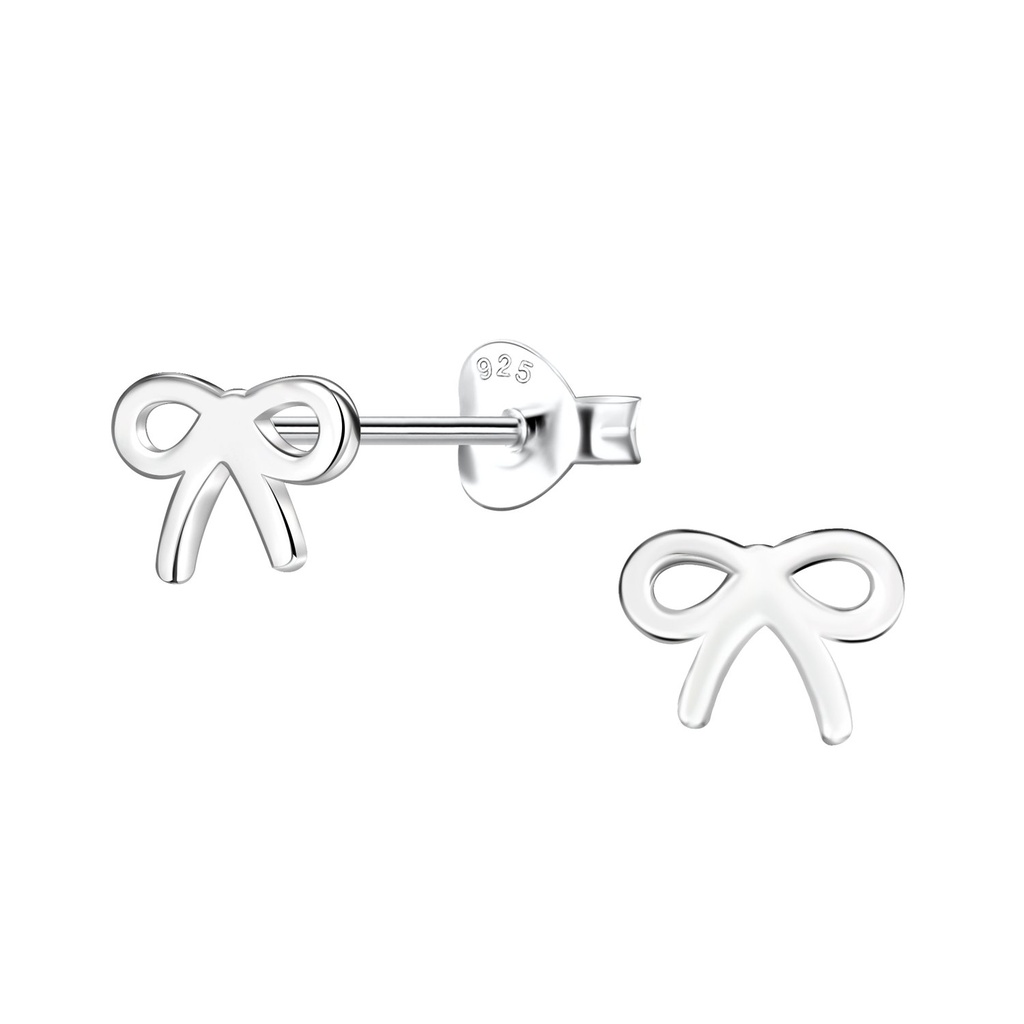 [10037446] Silver Bow Stud Earrings
