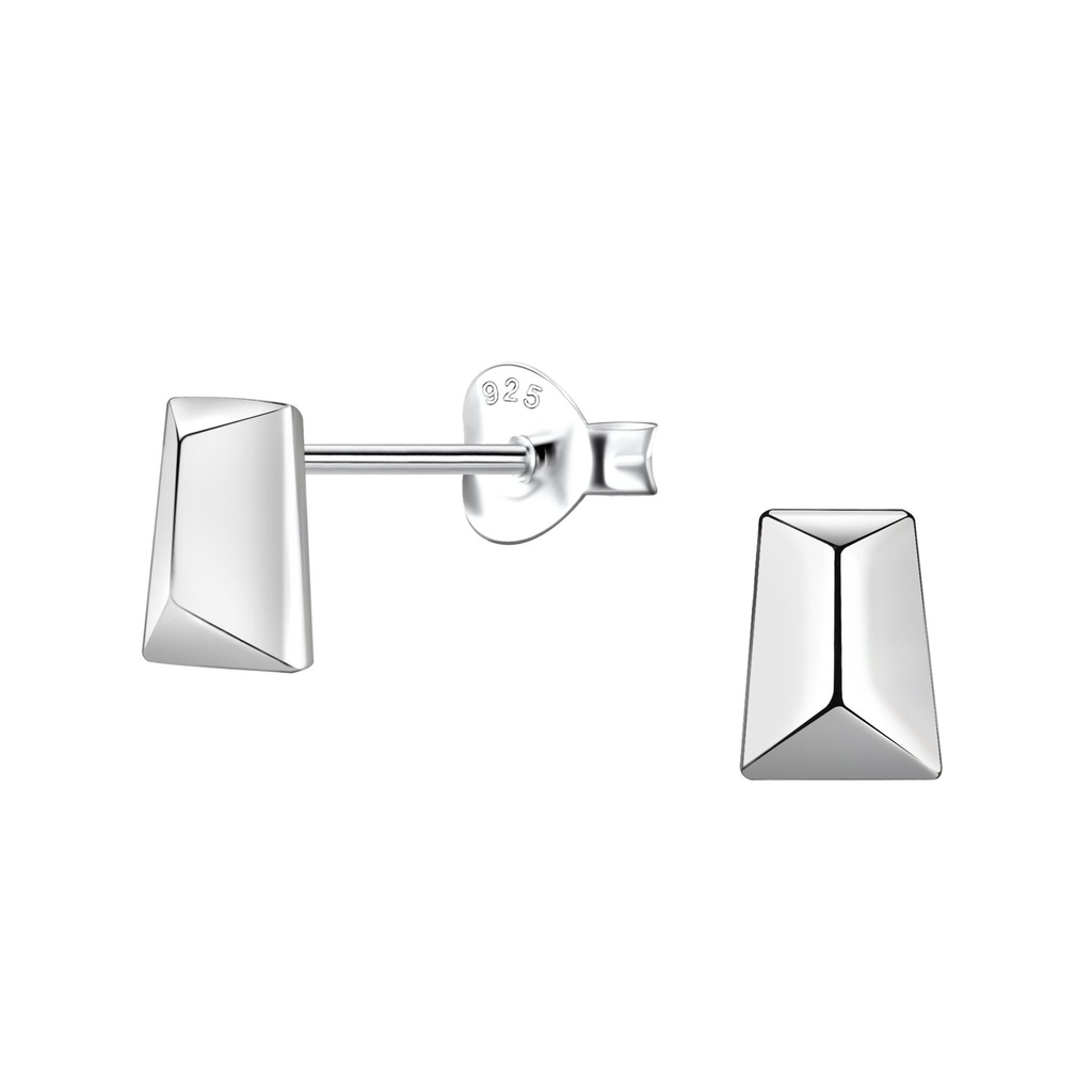 Silver Geometric Stud Earrings 