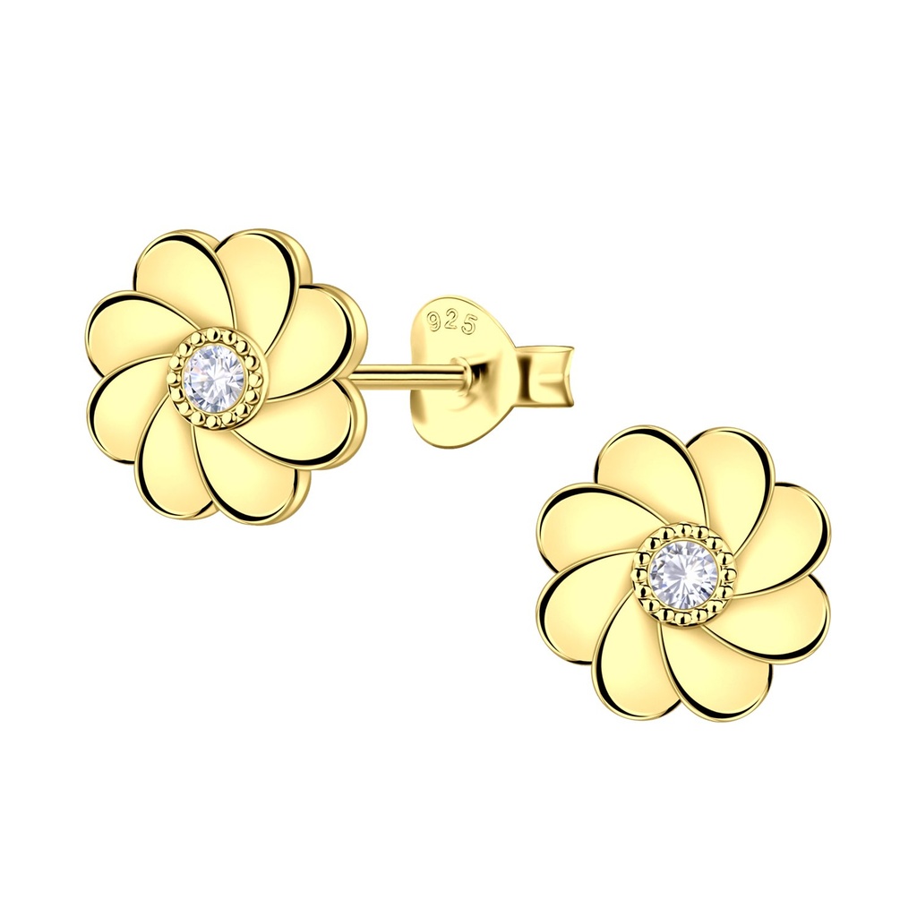 [10036078] Silver Flower Stud Earrings