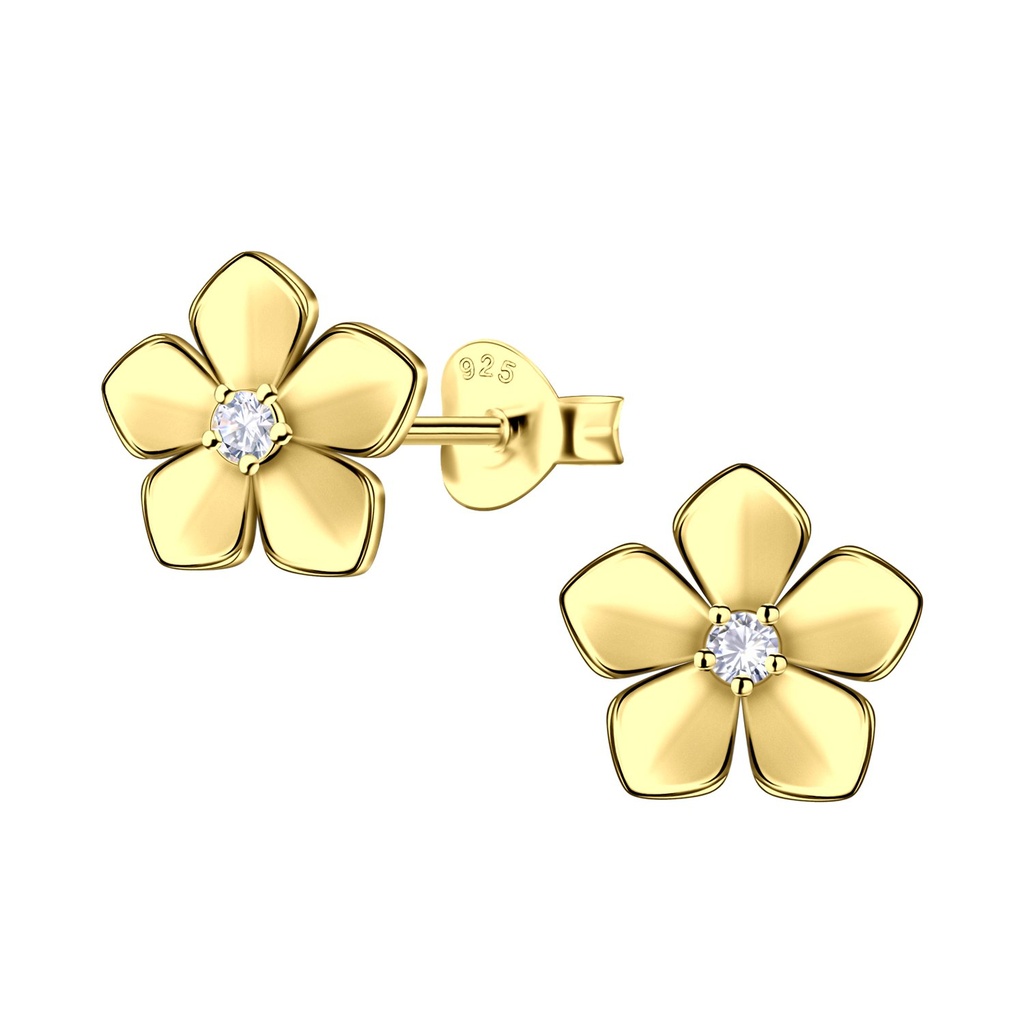 [10036075] Puces d'oreilles fleur en argent