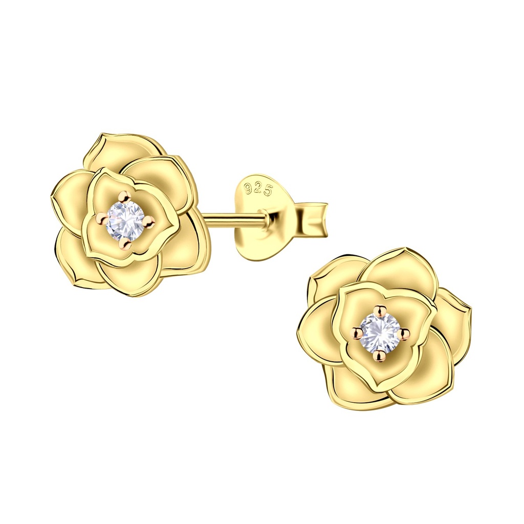 Puces d'oreilles fleur en argent
