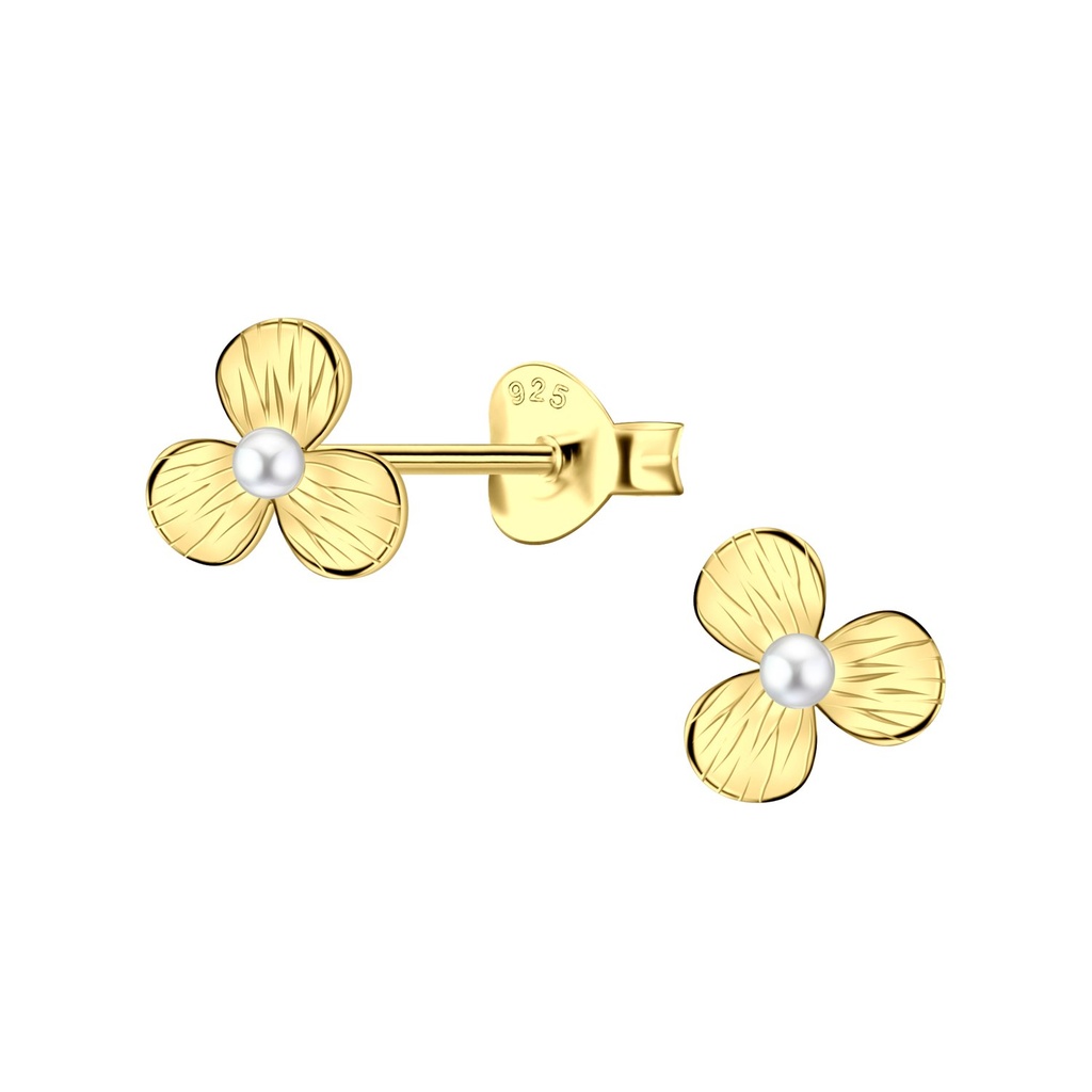 Puces d'oreilles fleur en argent